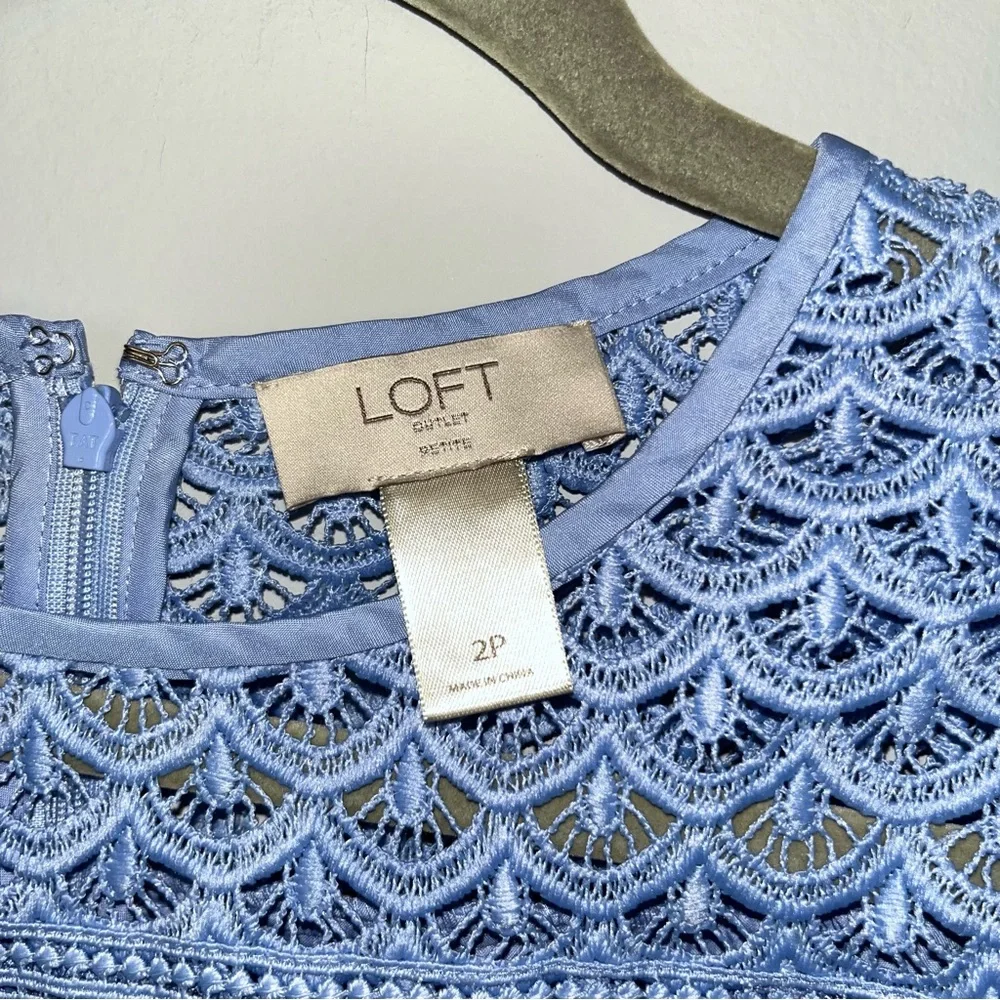 LOFT Blue Crochet Mini Dress Chic and Stylish - Picture 3 of 9
